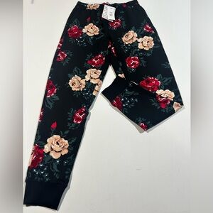 NWT LuLaRoe Small Jax Floral Joggers - Black, Red, and Cream